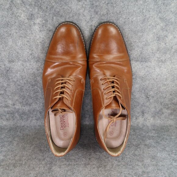 Dexter Shoes Mens 10 Oxford Derby Classic Cap Toe Formal Dress Brown Memory Foam - Picture 6 of 16